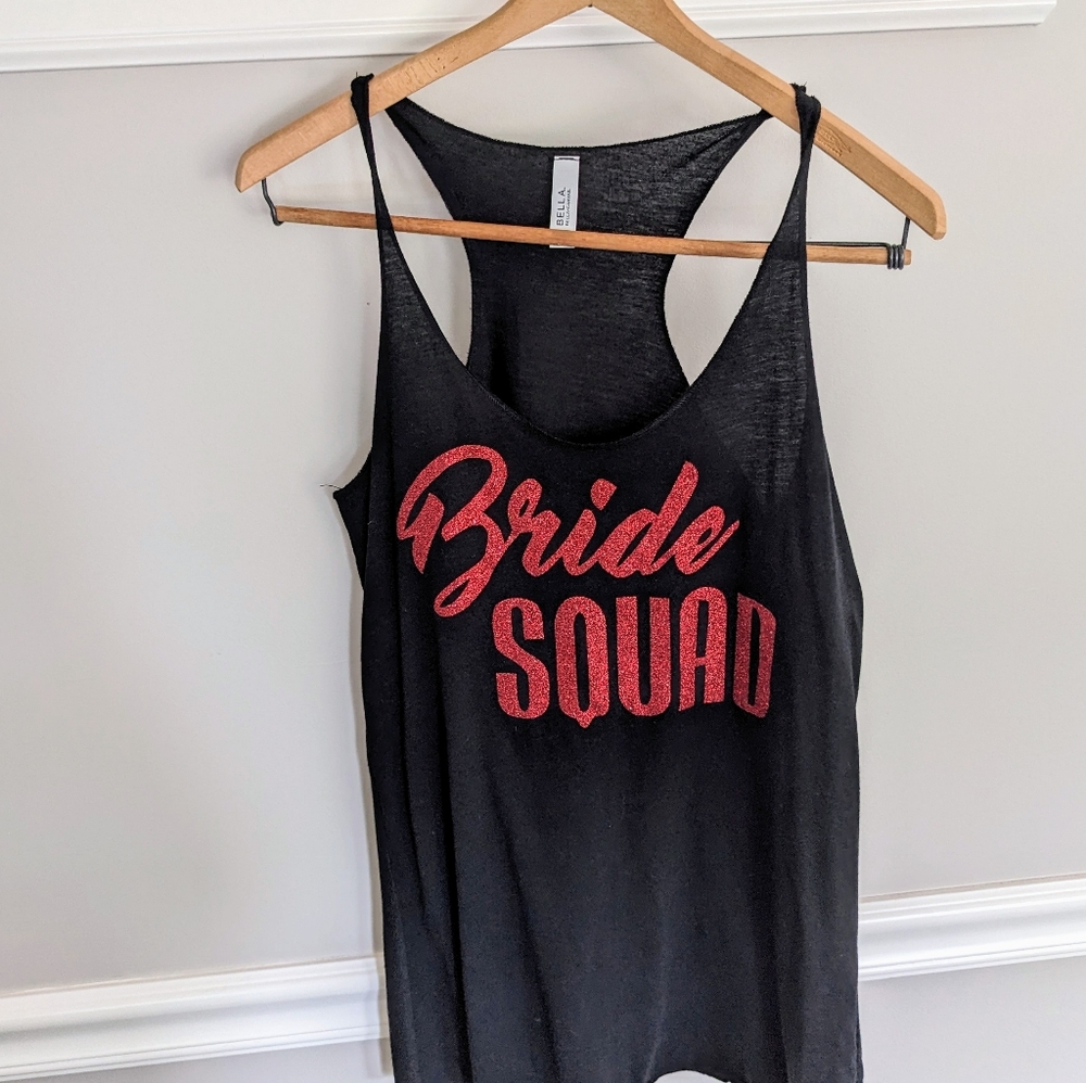Bride Squad, Size Medium Glitter Tank Top!
